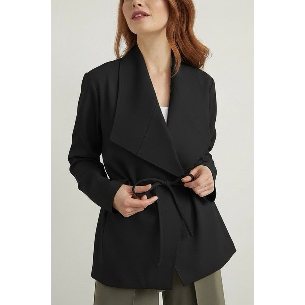 New NWT Joseph Ribkoff Women's Black Jacket Wrap Blazer Coat Tie Cinch Size 6
